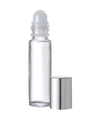 Frasco de Vidro Clear Roll-on Grosso 10ml - Tampa Prata