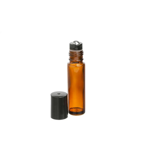 Frasco de Vidro Âmbar Roll-on Grosso 10ml - Tampa Preta Frasco de Vidro Âmbar Roll-on Grosso 10ml - Tampa Preta